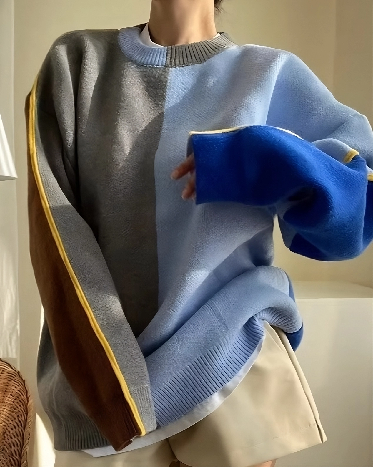 Knitted Colorblock Sweater - Image 4